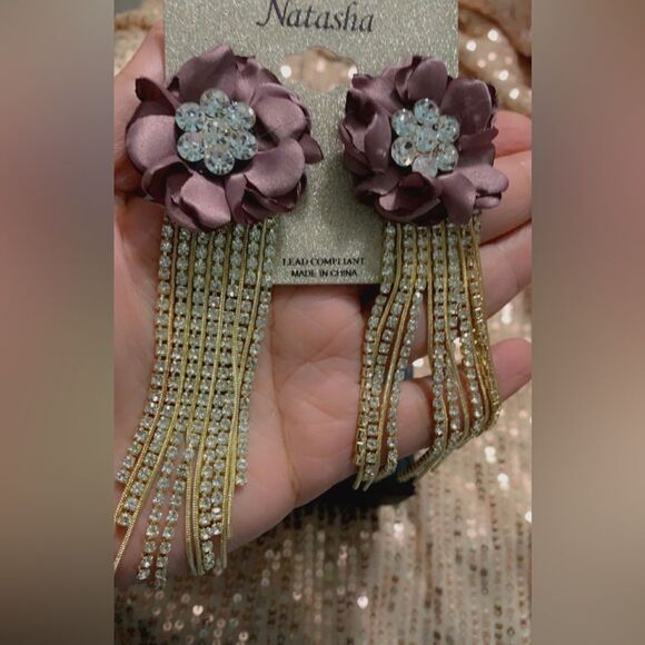 New Natasha Couture Chandelier Earrings : Mauve - Picture 4 of 5